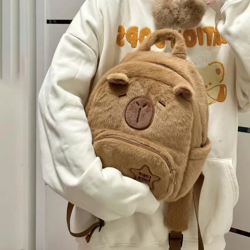 Capybara Bag Plush Large Capacity Cute Stuffed Animal Plush Backpack Toy Soft And Comfortable Doll Pillow Vivid Casual Bag