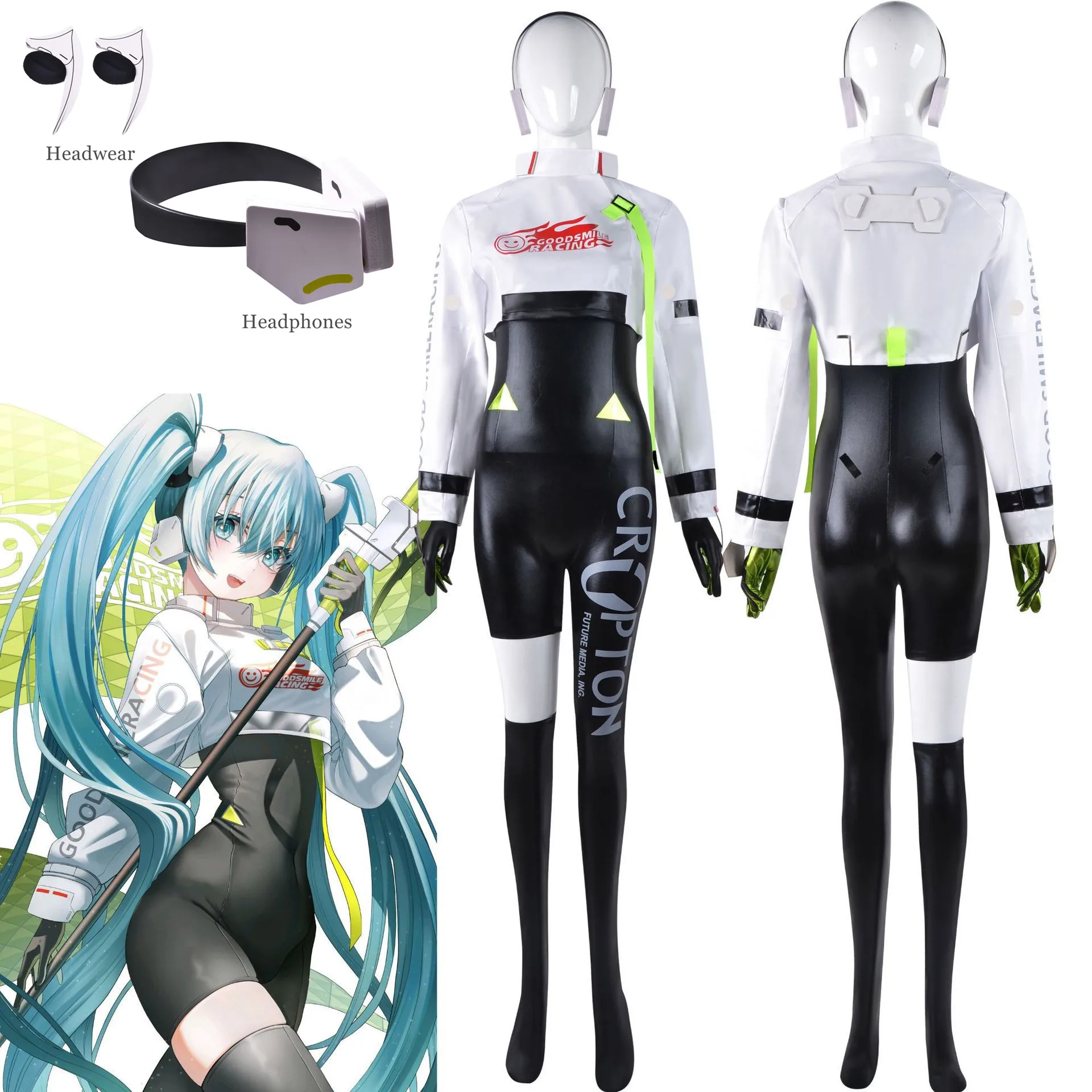 Racing MIKU Cosplay Costume GT Project Miku Race Girl Cosplay Racing Suits Miku Costume and Cosplay Wig
