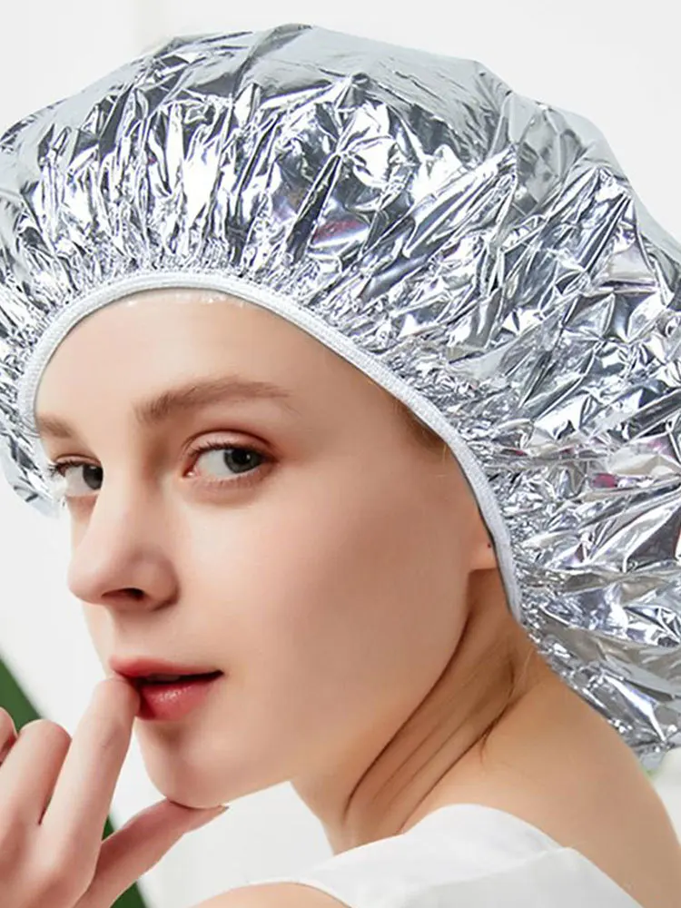 Shower Cap Heat Insulation Aluminum Foil Elastic For Women Hair Salon Bathroom Hairdressing Salon shower cap