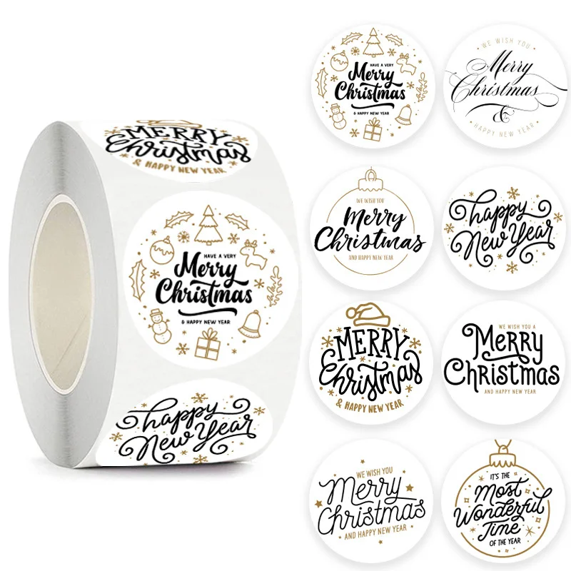

100-500pcs Merry Christmas Sticker Christmas Party Decoration Gift Box Sealed Sticker Envelope Sticker Home Decor Baking Labels