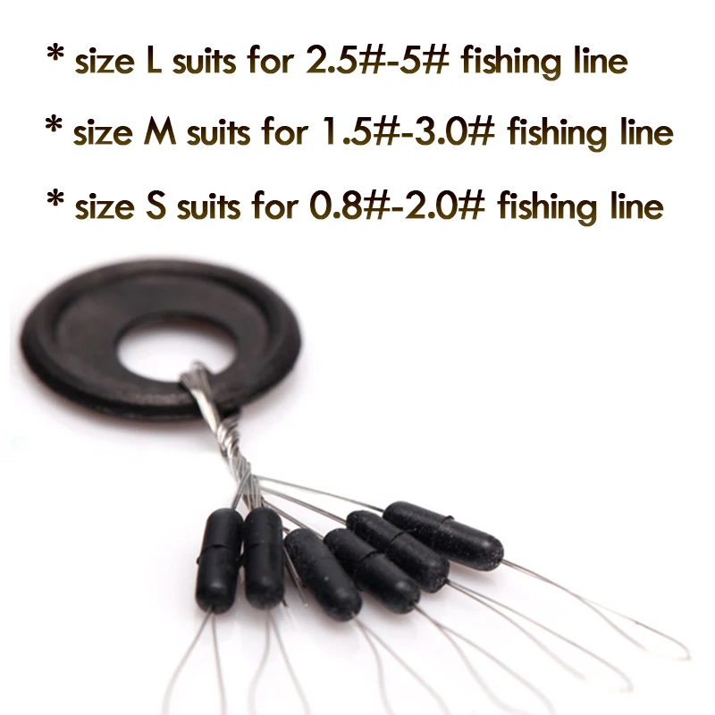 WLPFISHING 100 Sets/lot (1set Including 6 Pieces Beans) Space Bean Rubber Stopper Fishing Float Bobbers Size S M L Fishing Tools