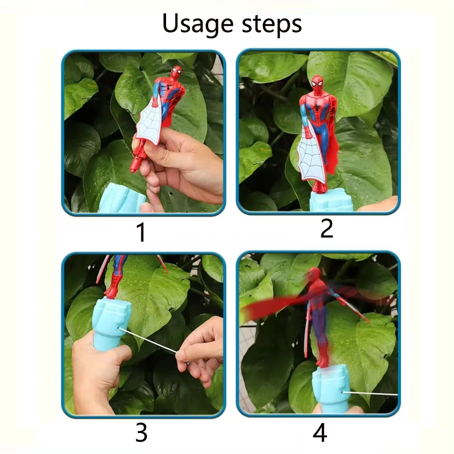 Anime Spiderman Bamboo Dragonfly Flying Toy – Fun Outdoor Rotating String Toy for Kids! 2
