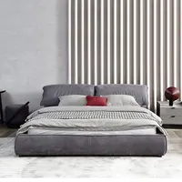 Lit en tissu minimaliste moderne, chambre principale de luxe, lumière italienne, ins net, rouge, créatif, mariage, lit double, 1.8m 4