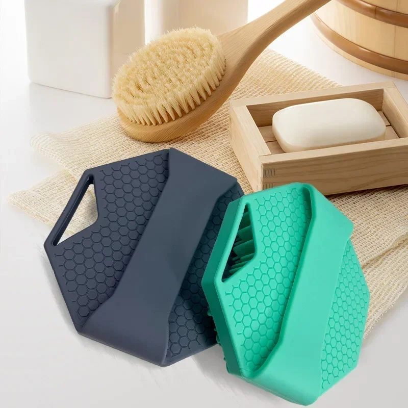 Bath Towel Scrubber Massage Bath Brush Exfoliating Silicone Shower Brush Back Scrubber Mud Removal Tool