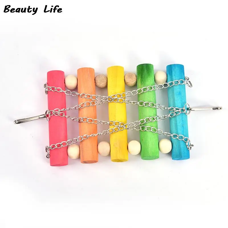 Bird Hanging Swing Toys Wood Parrot Parakeet Perches Finches Pets Accessories