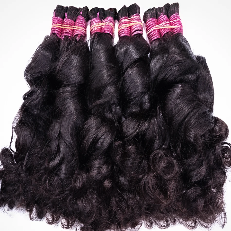 Human Hair Bulk For Braiding Loose Wave Curly No Weft 12A Fuller Tail Burmese Boho Braids Remy Human Hair Extensions