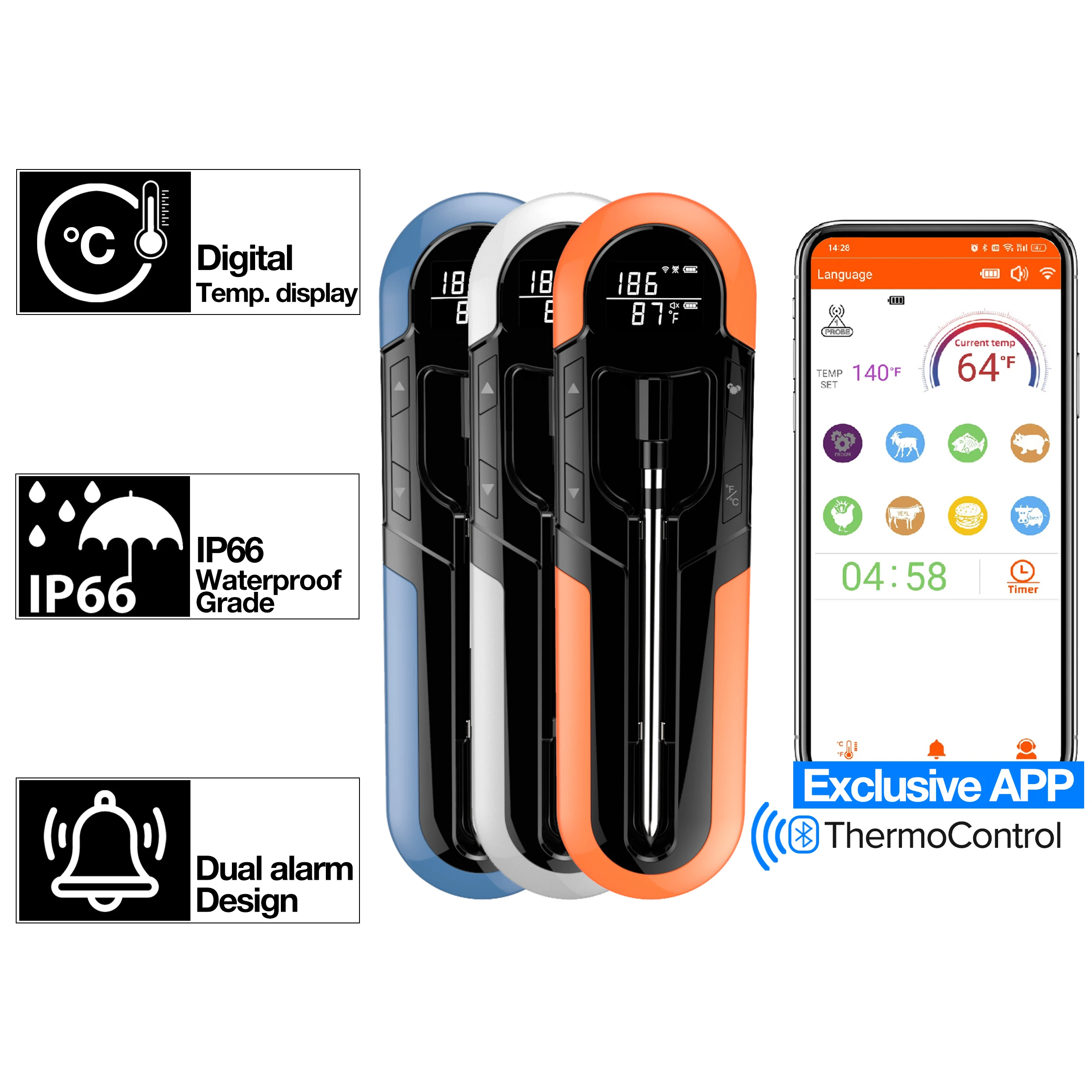 Wireless Cooking Thermometer Food Meat Steak Digital Bluetooth Barbecue Accessories Kitchen Oven Grill BBQ Smart Thermometers 3