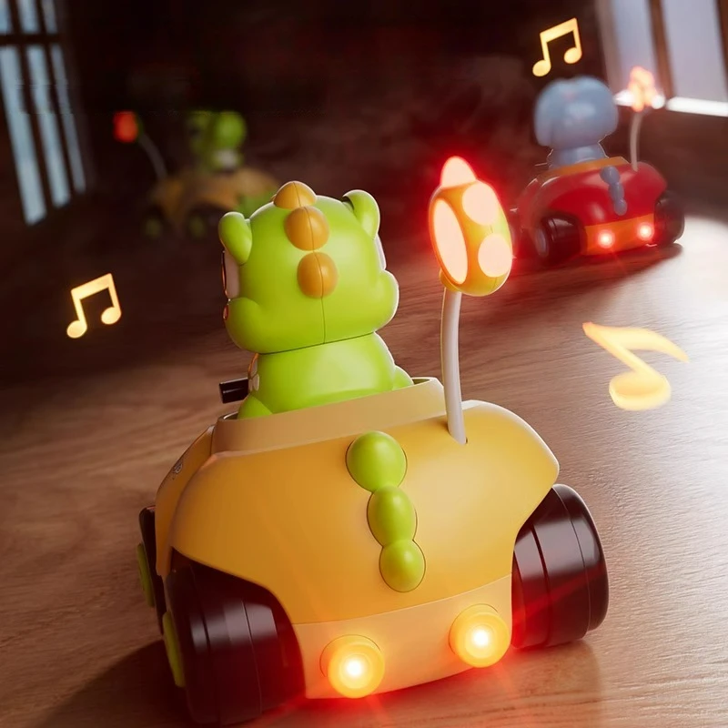 New Cartoon Tyrannosaurus Rex Triceratops Remote Control Car Light Music Parent Child Competition Remote Control Toys Boy Gifts 3