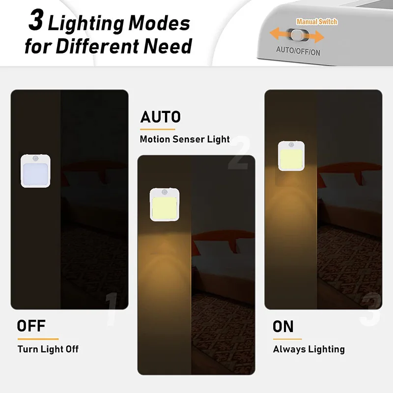 AUVON Night Light Plug in, Motion Sensor Night Light, Dimmable Smart LED  Night Lights Plug Into Wall