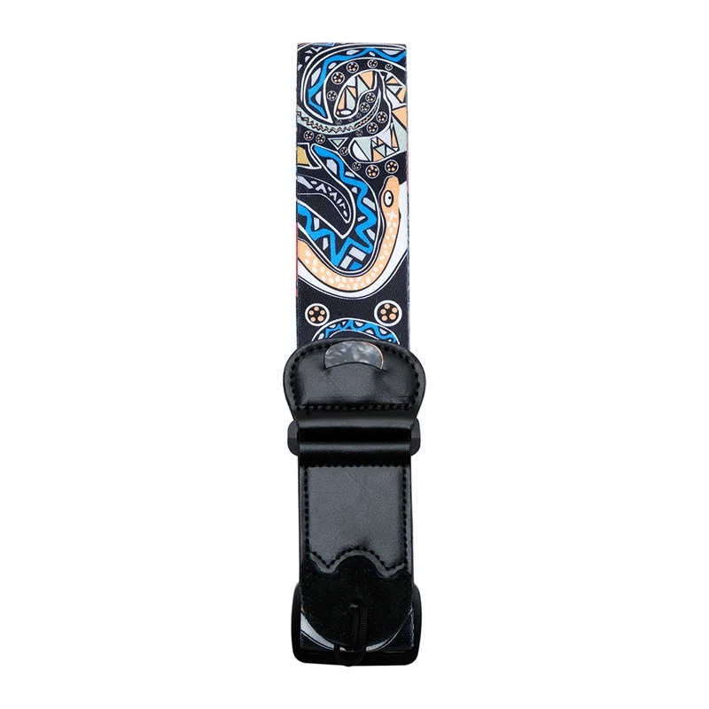 

1Set Electric Acoustic Guitar Bass Color Printing Polyester Strap Can Put Picks Polyester Bakelite Guitar Strap