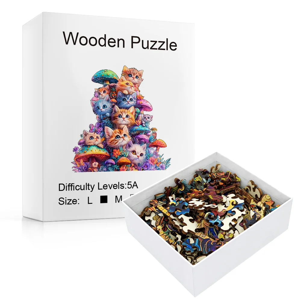 Puzzle In Legno Magico Felino Per Adulti – 280 Pezzi, Forme Di Animali Uniche, Taglio Laser, 34x34 Cm, In Scatola Regalo, Regalo Creativo