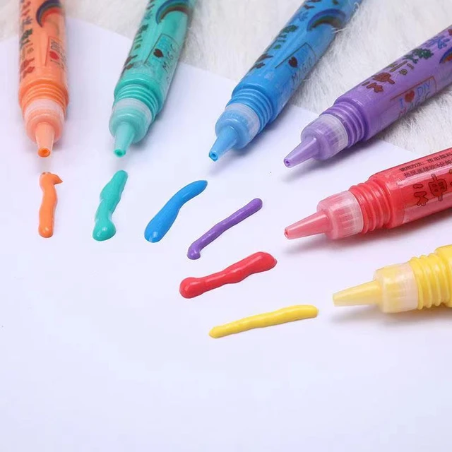 Untica DIY Bubble Popcorn Drawing Pens, Puffy Bubble Pen Puffy 3D Art Safe  Pen, Popcorn Pens, Magics Colour DIY Bubble Popcorn Drawing Pens for Kids(2