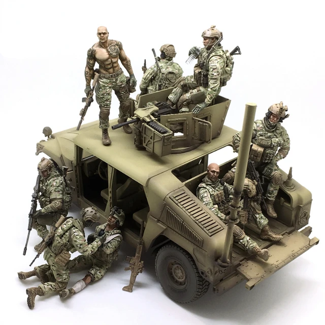 1/35 Vehicle-mounted U.S. Navy SEAL Team Six Special Forces Resin 6 Soldiers Without Car Unassembled and Unpainted Model Kit 2