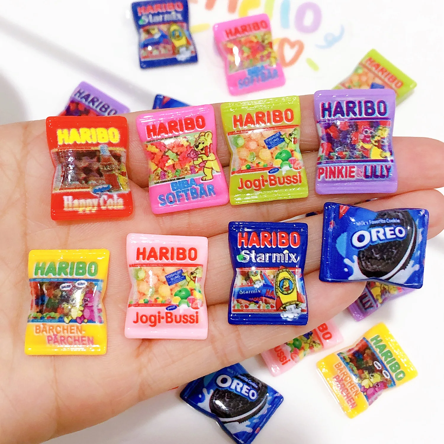 Resin Crafts Accessories 10Pcs Simulation Candy Chocolate Resin Charms Flatback Cabochon Kawaii Doll house Decoration DIY Scrapbooking