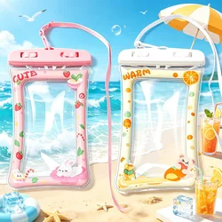 Waterproof Floating Touch - Screen Phone Pouch with Cartoon Design (PINK AND YELLWO)