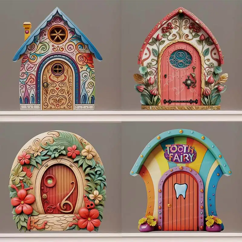 Rose Fairy Door Wall Sticker Classroom Living Room Bedroom Wall Kitchen Refrigerator Home Decoration Funny Decals S236 wall stickers self adhesive stickers kitchen wall sticker