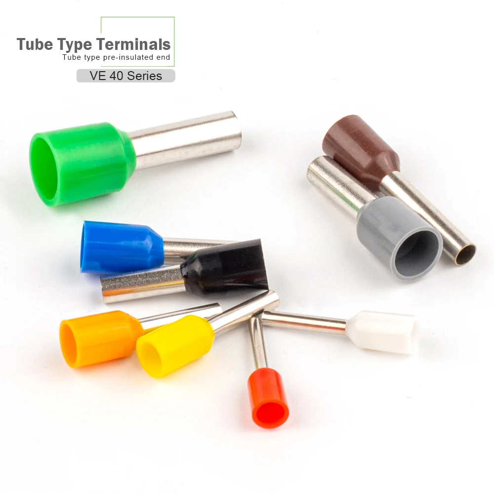 

100pcs E4009 E4012 E4018 VE Tube insulating Ferrules crimp Terminal Block Cord End Terminals Cable wire Connector For AWG12 4mm2