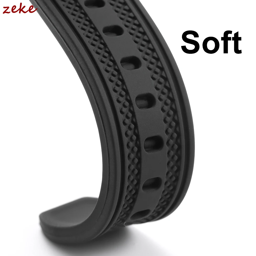 Extended-Length 22mm Silicone Quick-Release Watch Band with Pin Buckle