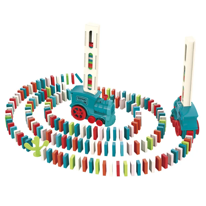 Automatic Laying Domino Electric Train Toy Car Building Block Kits Creative Games DIY Kids Birthday Christmas Gift 6