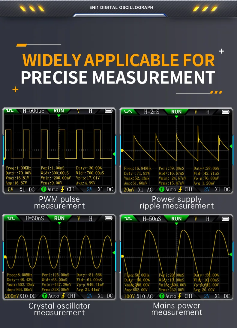 2C53T Three In One Oscilloscope Handheld Multimeter Signal Generator 50mHz Bandw