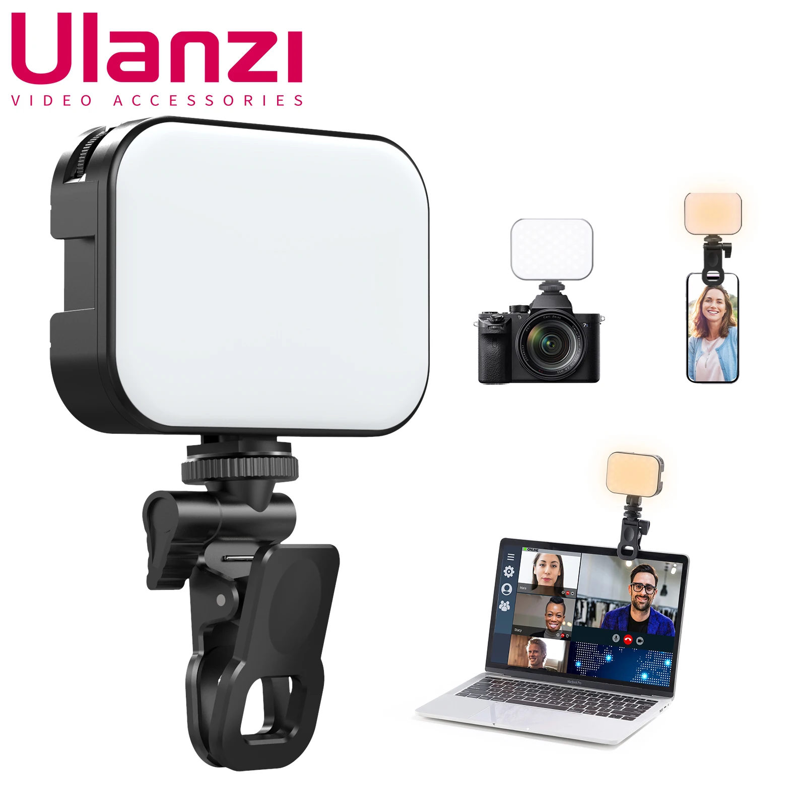 

Светодиодный светильник Ulanzi для селфи, зажим для телефона, подходит для iPhone 14, 13 Pro Max, Xiaomi, Samsung, сотового телефона, ноутбука, карманные лампы для фотосъемки