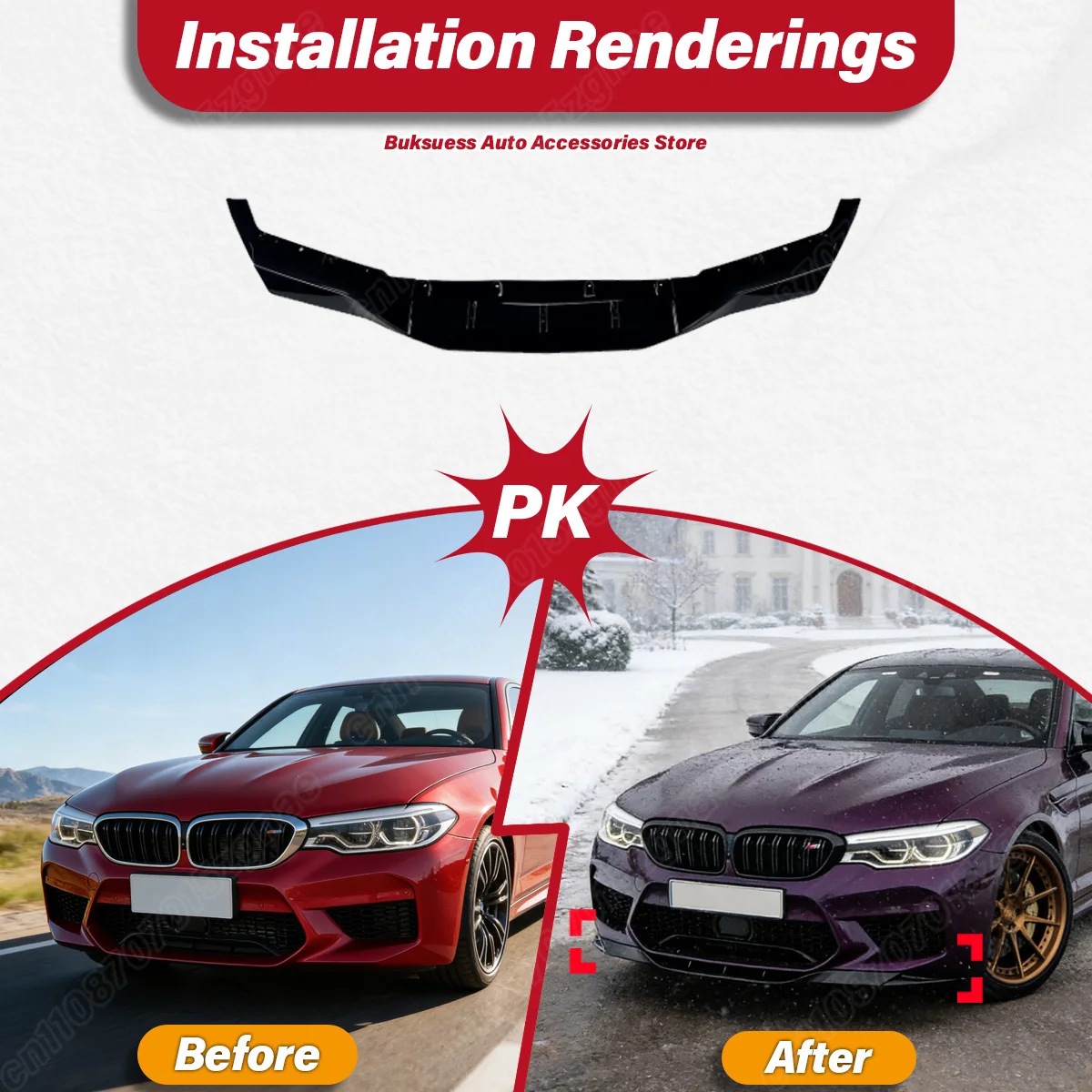 BMW 5 시리즈 M5 F90 2018 2019 2020 자동차 프론트 범퍼 스포일러 립 카 프론트 턱 스포일러 ABS 바디 개조 키트