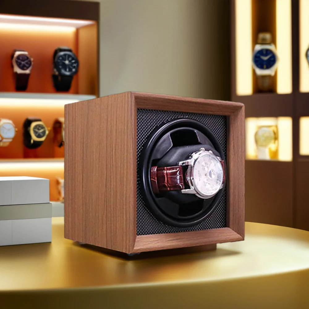 Wooden Single Automatic Watch Winder Box with Silent Motor, Luxury Wood Finish Display ... - SKU LAWW1458 - UGI Packaging