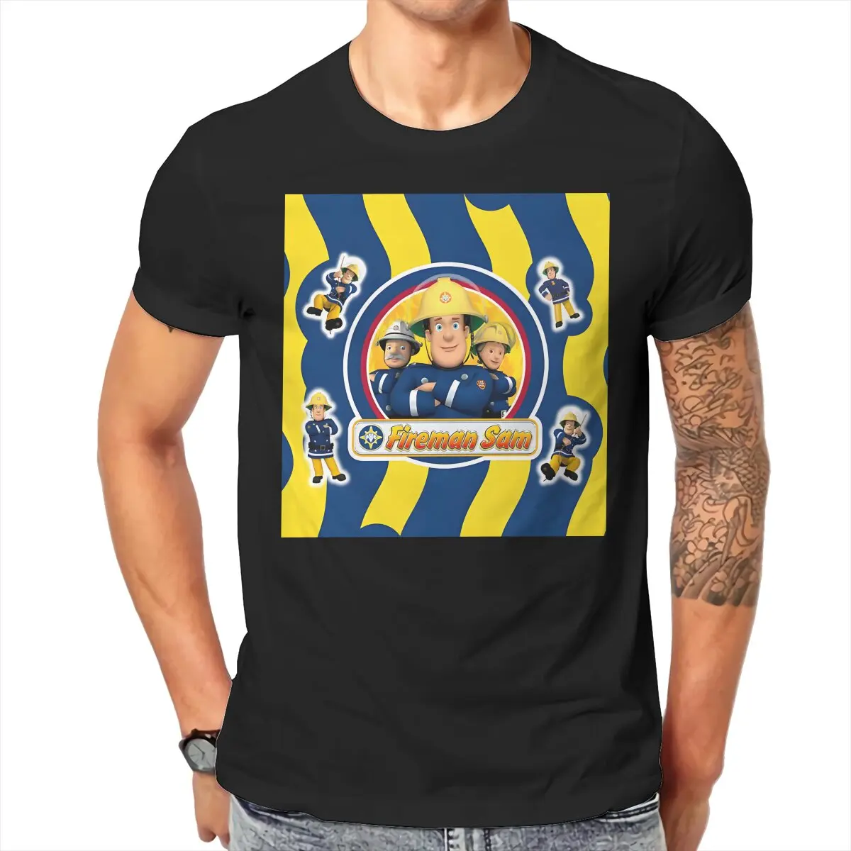 Fireman Sam Anime Abstract T Shirt Graphic Men Tees Summer Clothing Cotton O-Collo Tshirt