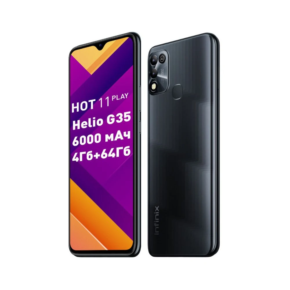 Сотовый телефон Infinix Hot 11 Play, 4/64Gb, Polar Black | AliExpress