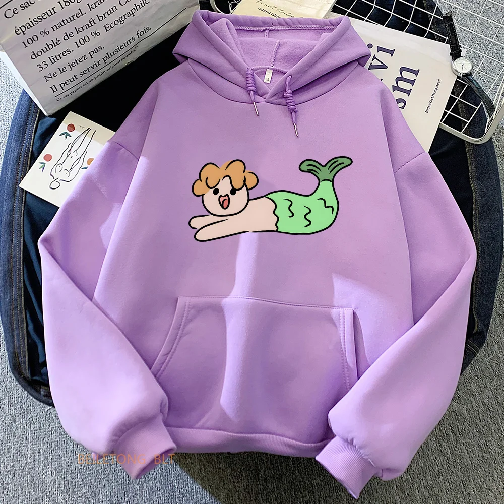 

Carry on SimonBaz Y2k Clothes Women Mermaid Funny Graphic Hoodies Hoody Cartoon Sweatshirts Round Neck Long Sleeve High Street