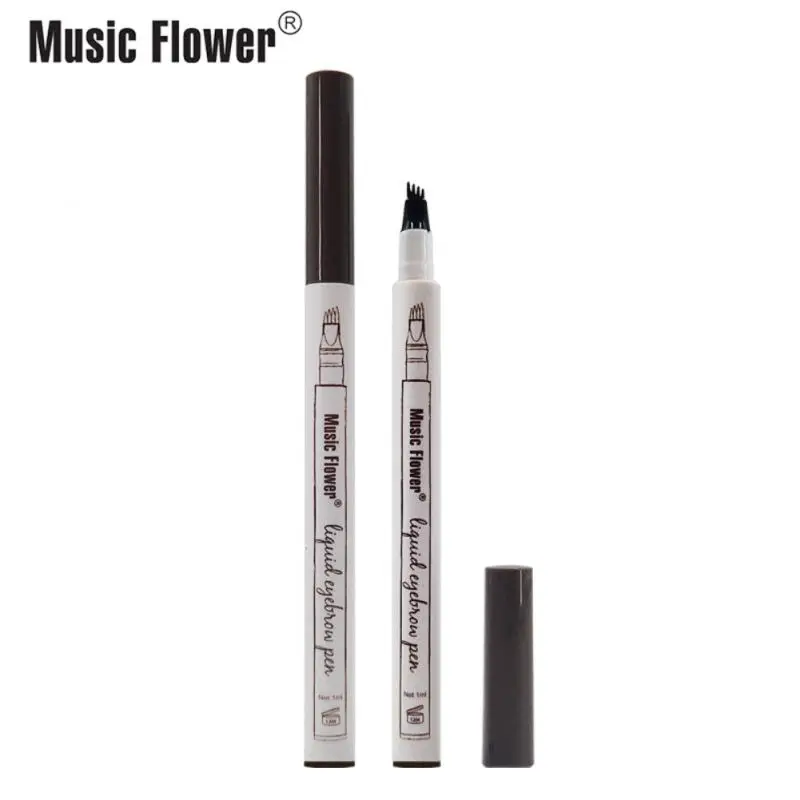 

Music Flower 4 colors microblading eyebrow tattoo pen Tint Natural Long Lasting Waterproof Brown Fork tip Eyebrow Pencil