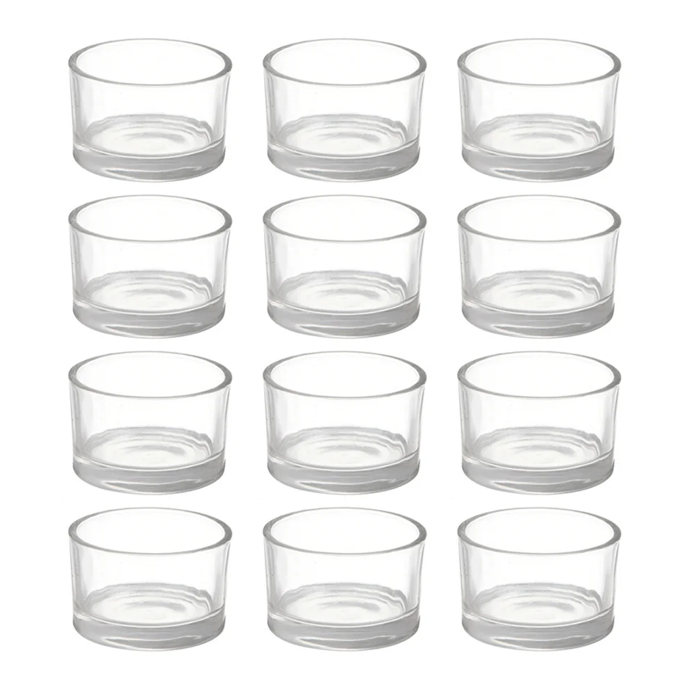 12pcs Candle Cups Chic Transparent Clear Glass Cup Tealight Candle