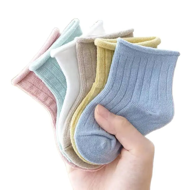 

3 Pairs Baby Girl Boy Socks Toddler Cotton Spring Baby Clothes Accessories Pure Color Combed Cotton Baby Socks for Autumn
