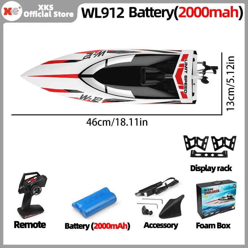 Wltoys-قارب كهربائي بجهاز تحكم عن بعد ، محرك بدون...