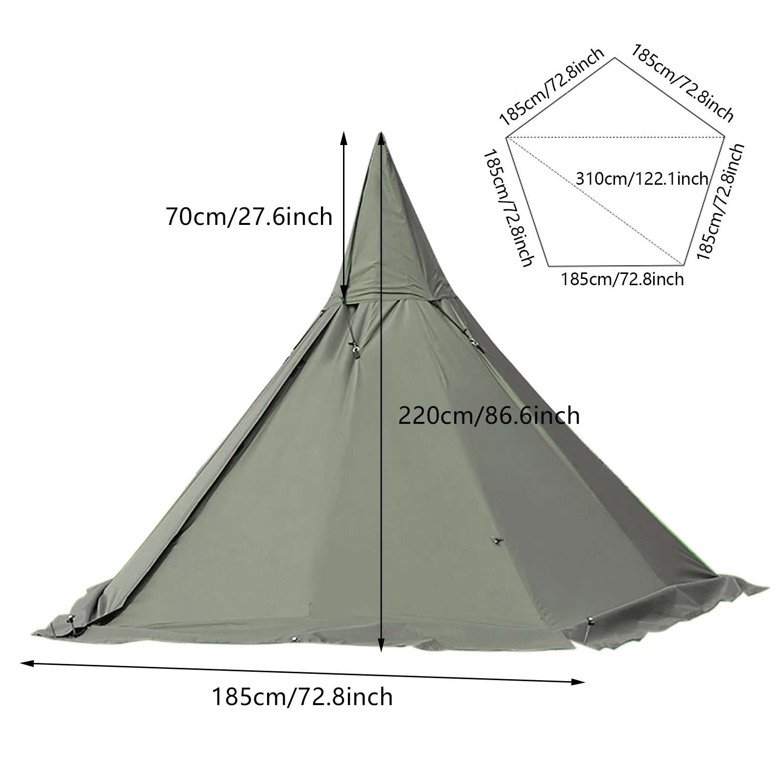 6-Season 2 Doors Lightweight Camping Teepee Tent without Inner Tent images - 6