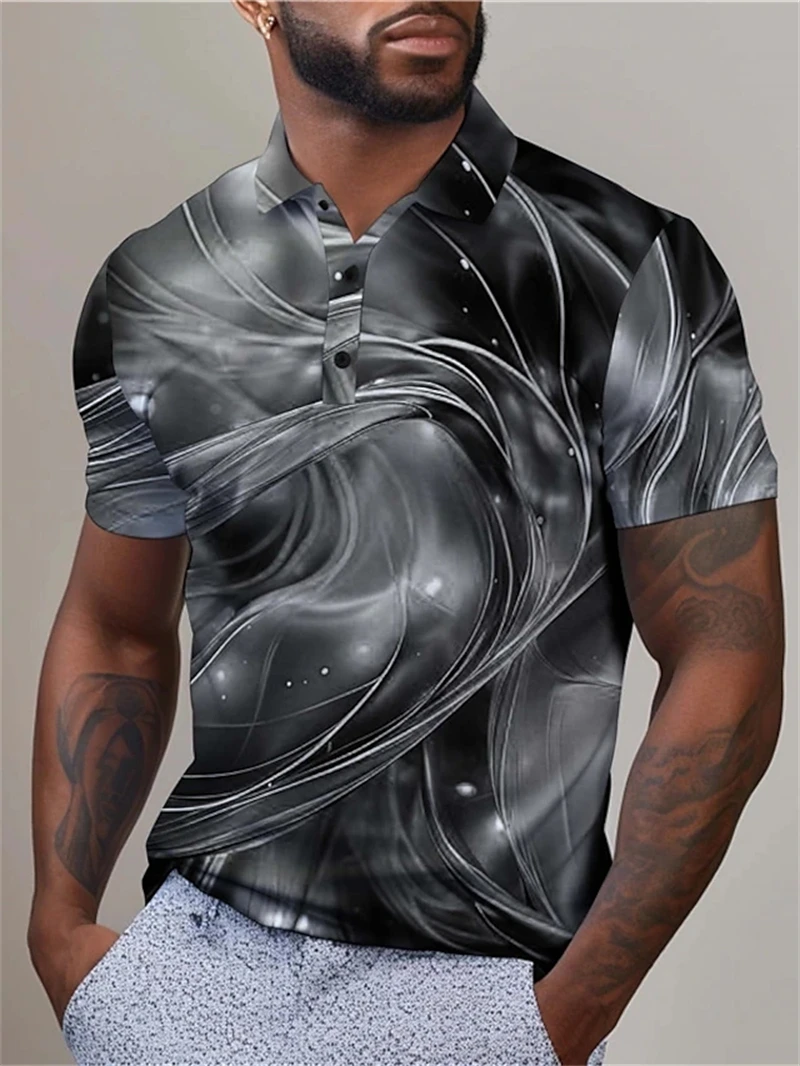 

New Summer Men's Collar Polo Shirt Golf Optical Illusion 3d Print Street Short Sleeves Print Clothing Designer Breathable Shirts