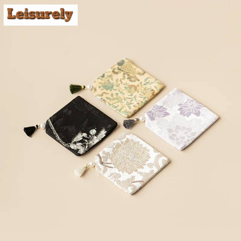 Retro Woven Brocade Tassel Coasters Luxury Hot Pad For Coffee Cups Saucer Anti-scald Placemats Teacup Base Tea Ceremony Gift