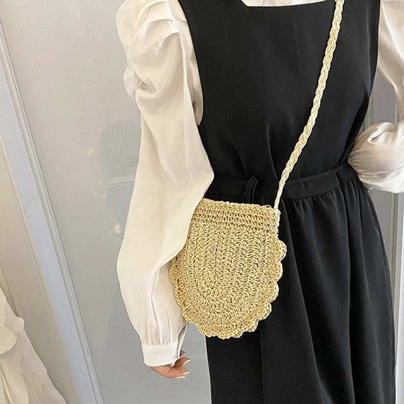 Handmade Summer Straw Handbag Raffia Rattan Woven Crossbody Shoulder Bag for Women Vacation Beach Clutch 2024 Style
