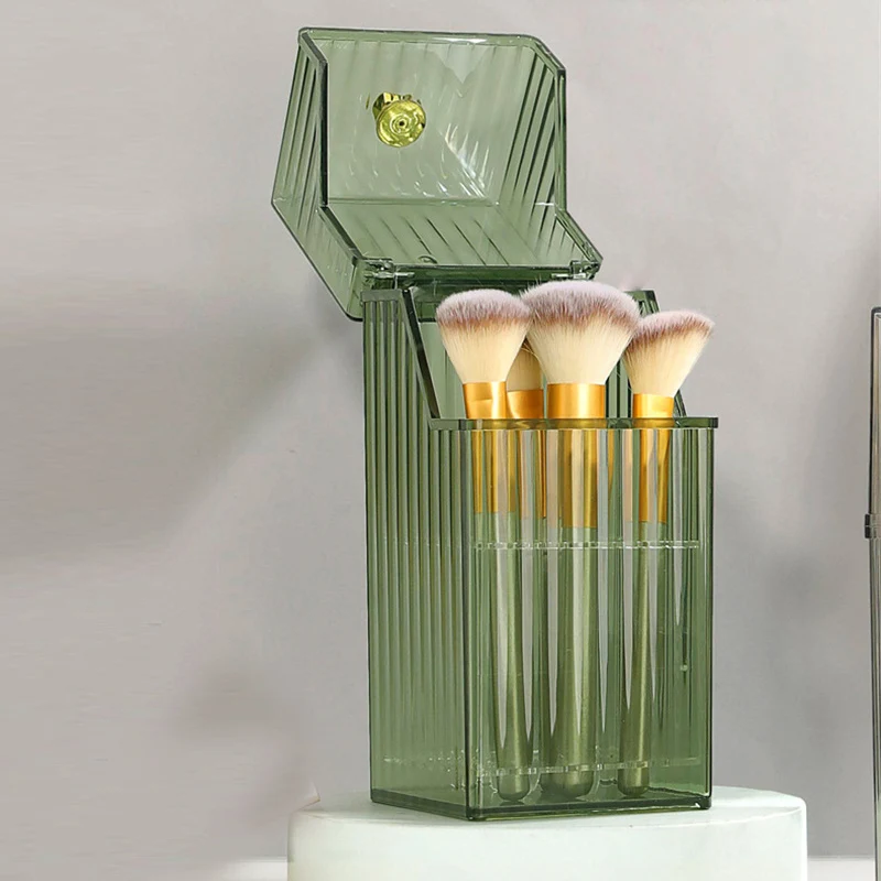 Description Picture 6 of itemClear Cosmetic Brush Storage Box Desktop Makeup Brushes Holder with Lid Large Capacity Eyebrow Pencil Cosmetics Tools Organizer