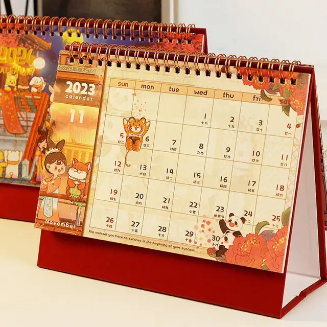 Calendriers de bureau de dessin animé mignon, table à rabat d'évaluation  mensuelle, calendrier pour la planification, fournitures de bureau, 03,  calendrier, 2024 - AliExpress