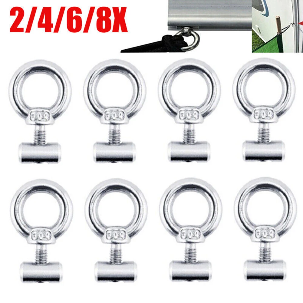 2-8Pcs Awning Rail Stoppers Stainless Steel Outdoor Slide Rail Track Cable Slinger Screw Slide Ring Screw RV Tent Camping Shade lixada outdoor rappel ring 22kn скалолазание скалолазание кольцо для приключений восхождение на альпинизм оборудование для галтовочного кольца