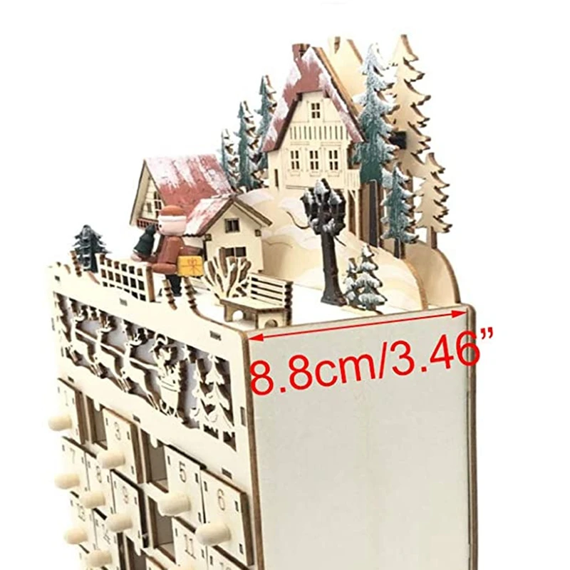 Wooden Christmas Advent Calendar Countdown To Christmas LED Holiday  Decoration 24 Drawers With LED Light