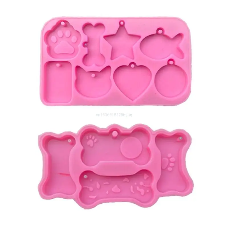 

Shiny Glossy Silicone Brand Molds Pet Tag Keychain Mold DIY Pendant Decoration Jewelry Epoxy Resin Crafting Molds Dropship