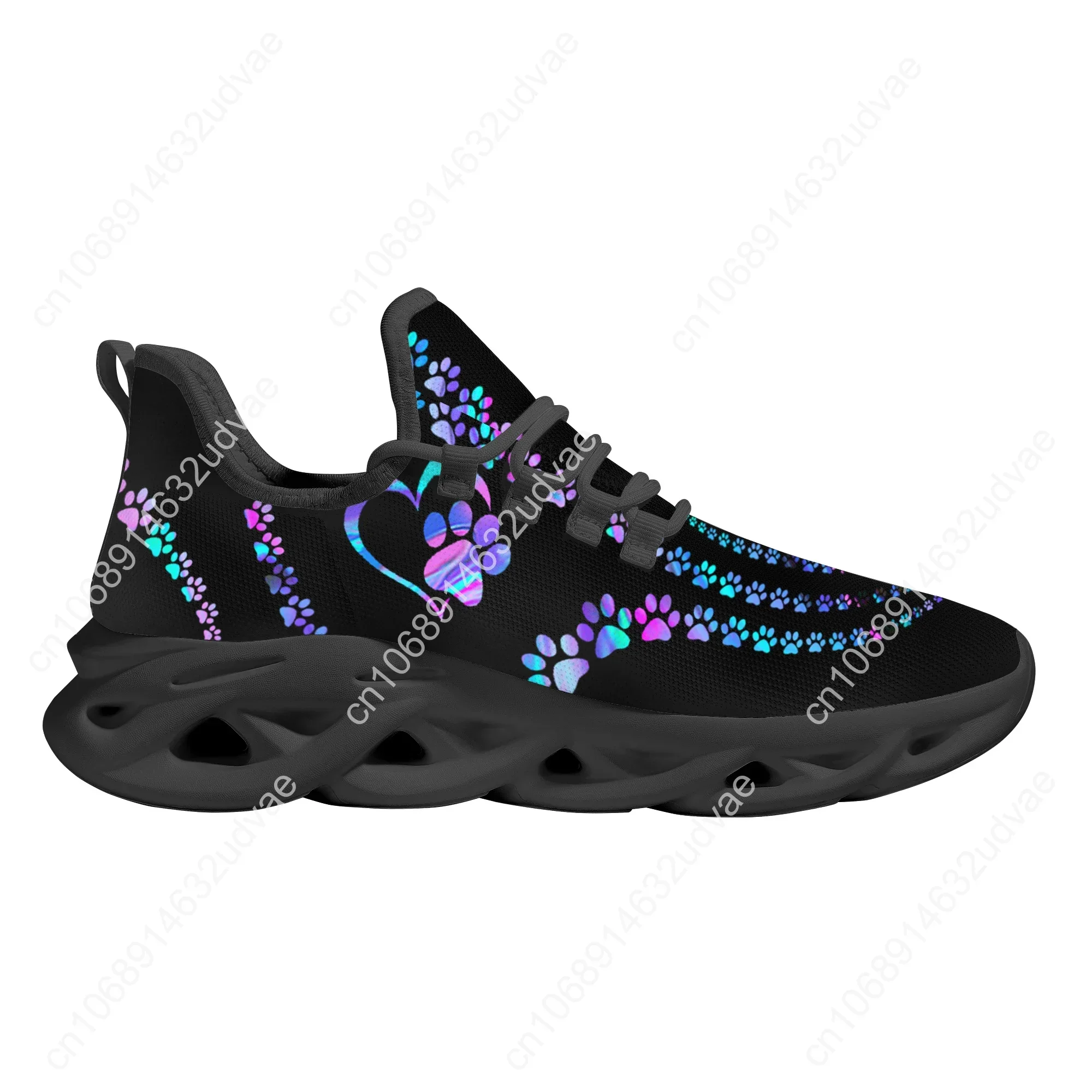 Cool Dog Footprint Camouflage Printing Flat Shoes for Women Breathable Soft Sneakers Lace up Casual Platform Zapatos