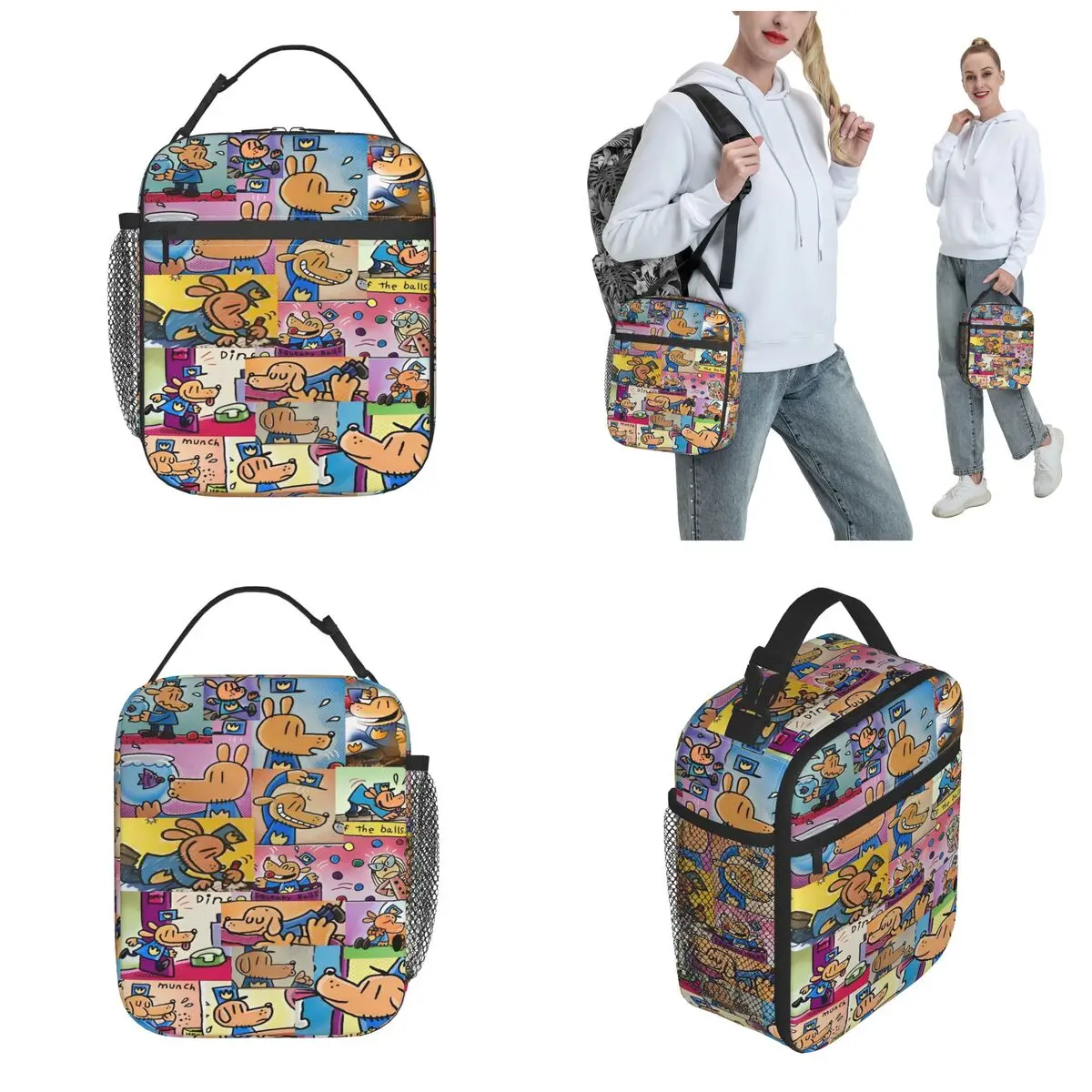 Dog Man Merch Insulated Lunch Bag For Outdoor Storage Food Boxes Reusable Cooler Thermal Lunch Boxes