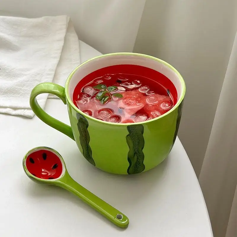 

New Watermelon Cup Fruit Cup Creative Mug Coffee Cup Large Capacity Water Cup Boutique Kitchen Supplies Simple Style