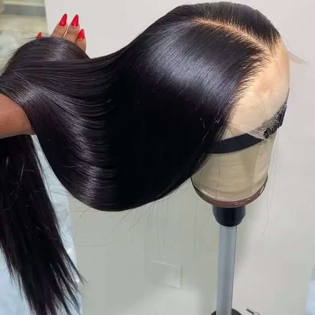 Long Soft Hair Straight Black Color Synthetic 13X6 HD Lace Frontal Wig For Black Women Prepucked With Baby Hair Glueless Wig 1