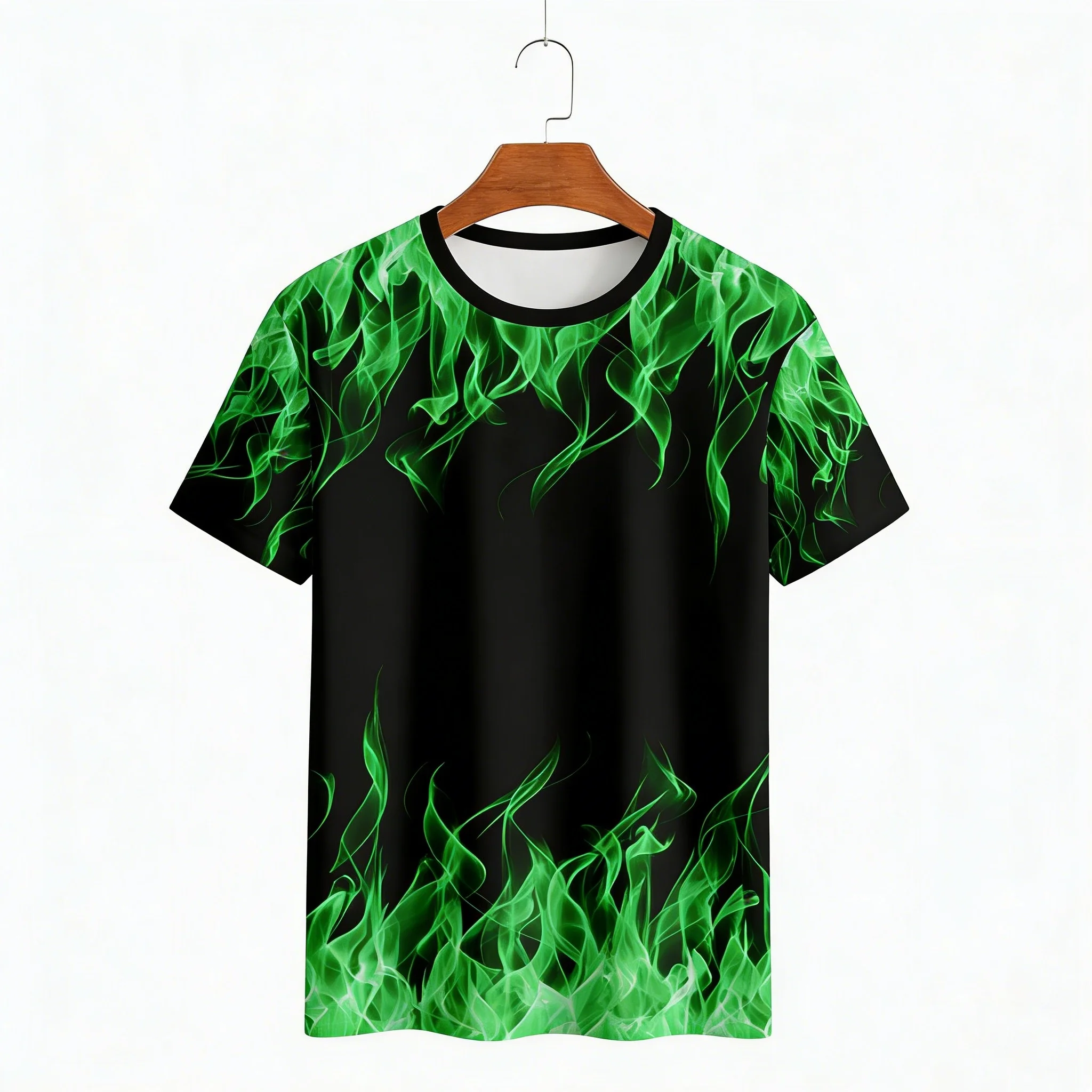 Herren-T-Shirts, 3D-Vintage-Sommermode, rote Flamme, hawaiianisches T-Shirt, kurzärmeliges, übergroßes Sommerhemd für Herren – Detail 8