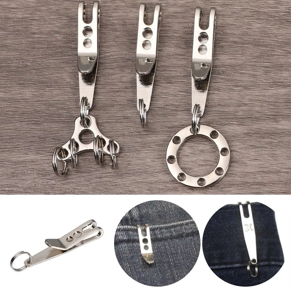 Multistyles EDC-Tasche aus Edelstahl 301 mit Schlüsselring, Karabinerhaken, Camping-Multifunktionswerkzeug, Aufhängeclip und Schnellverbindungswerkzeug_voghion.com