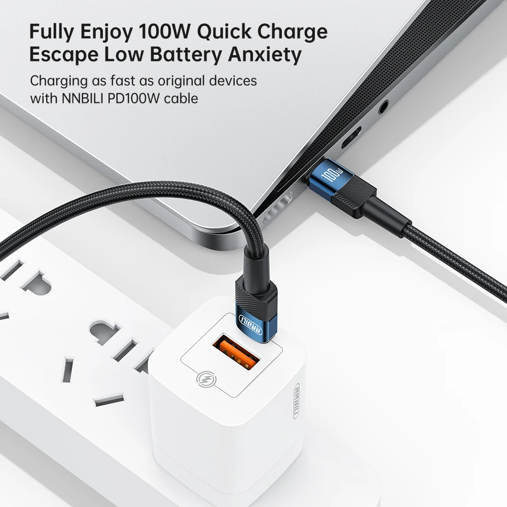 NNBILI 100W 타입 C to USB C 케이블 PD 3.0 고속 충전 아이폰 17 16 15용 USB A to 타입 C 삼성 S26 맥북용